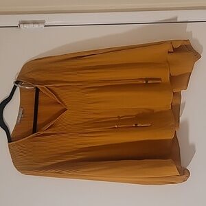 Daniel Rainn, S, long sleeve, textured , mustard color blouse